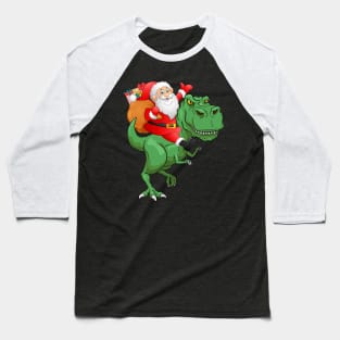 Santa Riding Dinosaur T rex Christmas Gifts For Dinosaur Lover Baseball T-Shirt